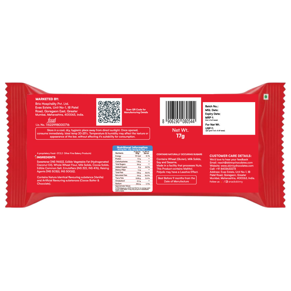 Skinny Wafer Bar - Sugar Free Choco Wafer Bar