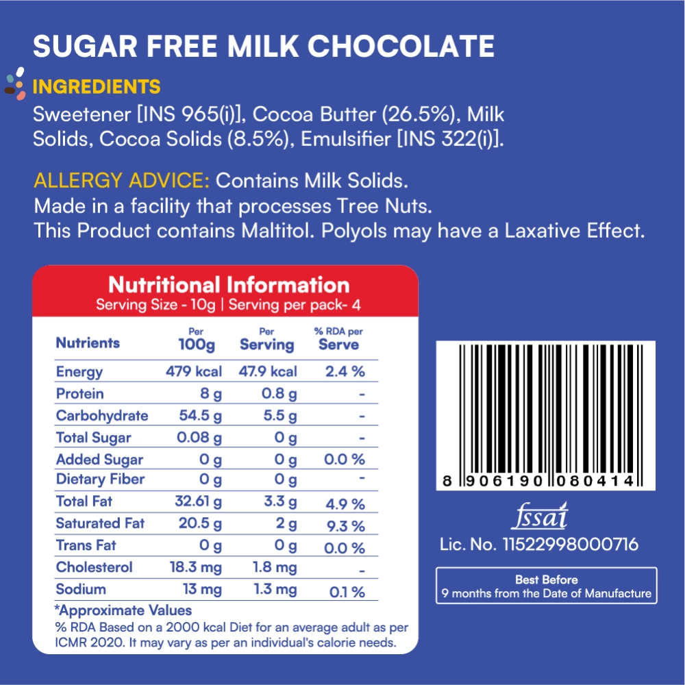 Skinny Chocolate - Sugar Free Milk Chocolate